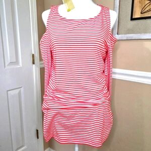 Michael Kors Red and White Striped Top New.